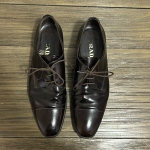 Prada Brown Leather Derbies UK 9 / US 10 / EU 43 Derby Dress Shoes 2E1924 Italy